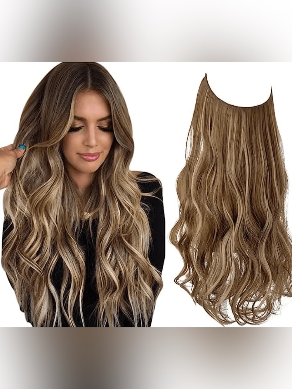 New! Thathair 12" Halo Hair Extensions in Ash-Blonde (1-straight/1-wavy)